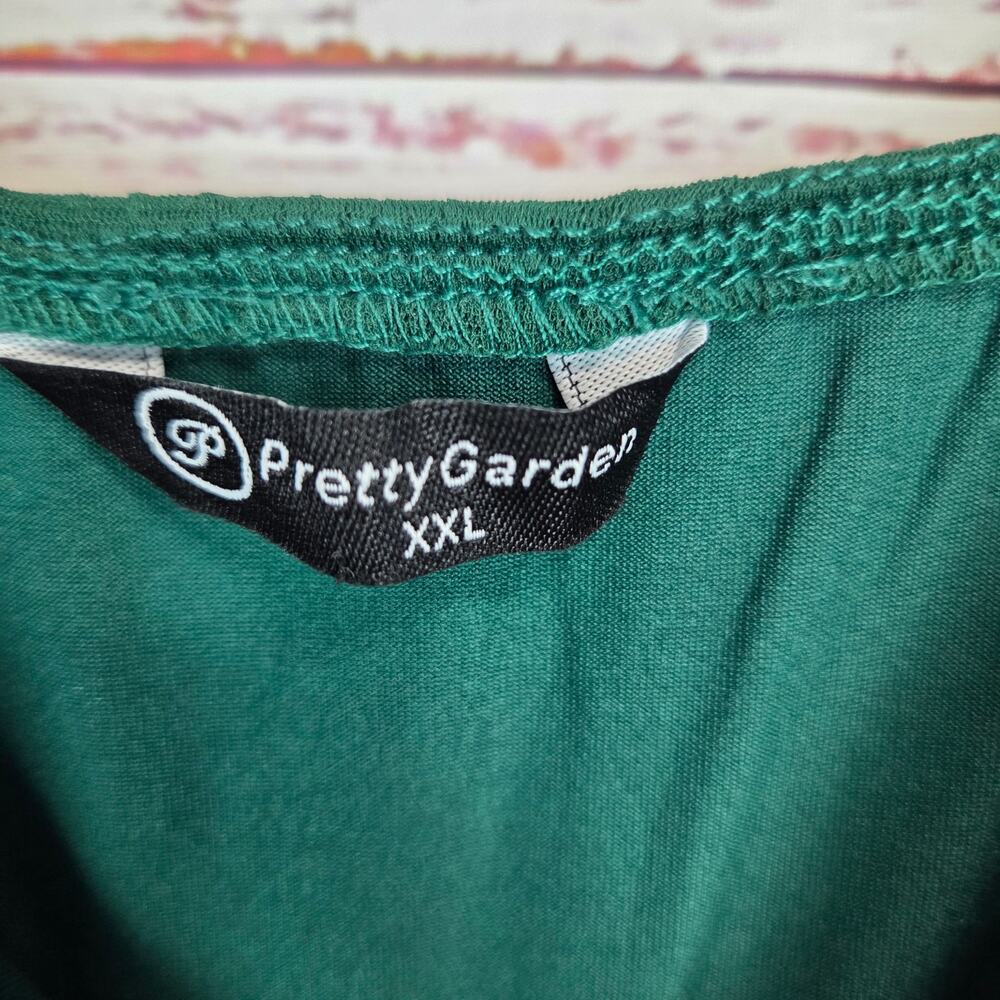 Pretty Garden Emerald Green MIdi Dress 2XL Tier Chiffon Whimsigoth Forest Fairy - Picture 5 of 16